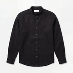 MANDARIN LINEN SHIRT BLACK