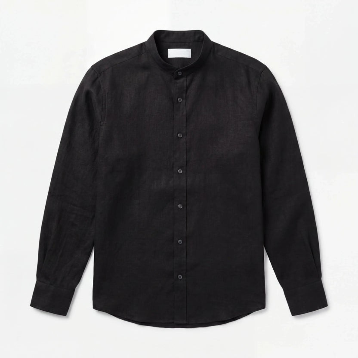 MANDARIN LINEN SHIRT BLACK