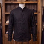 MANDARIN LINEN SHIRT BLACK