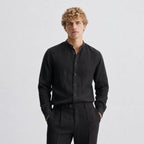 MANDARIN LINEN SHIRT BLACK