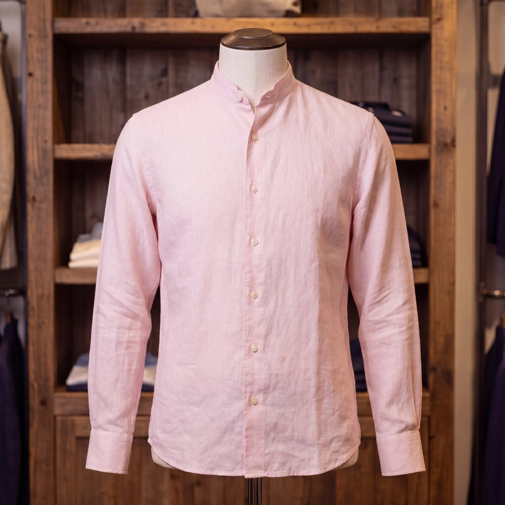 MANDARIN LINEN SHIRT PINK