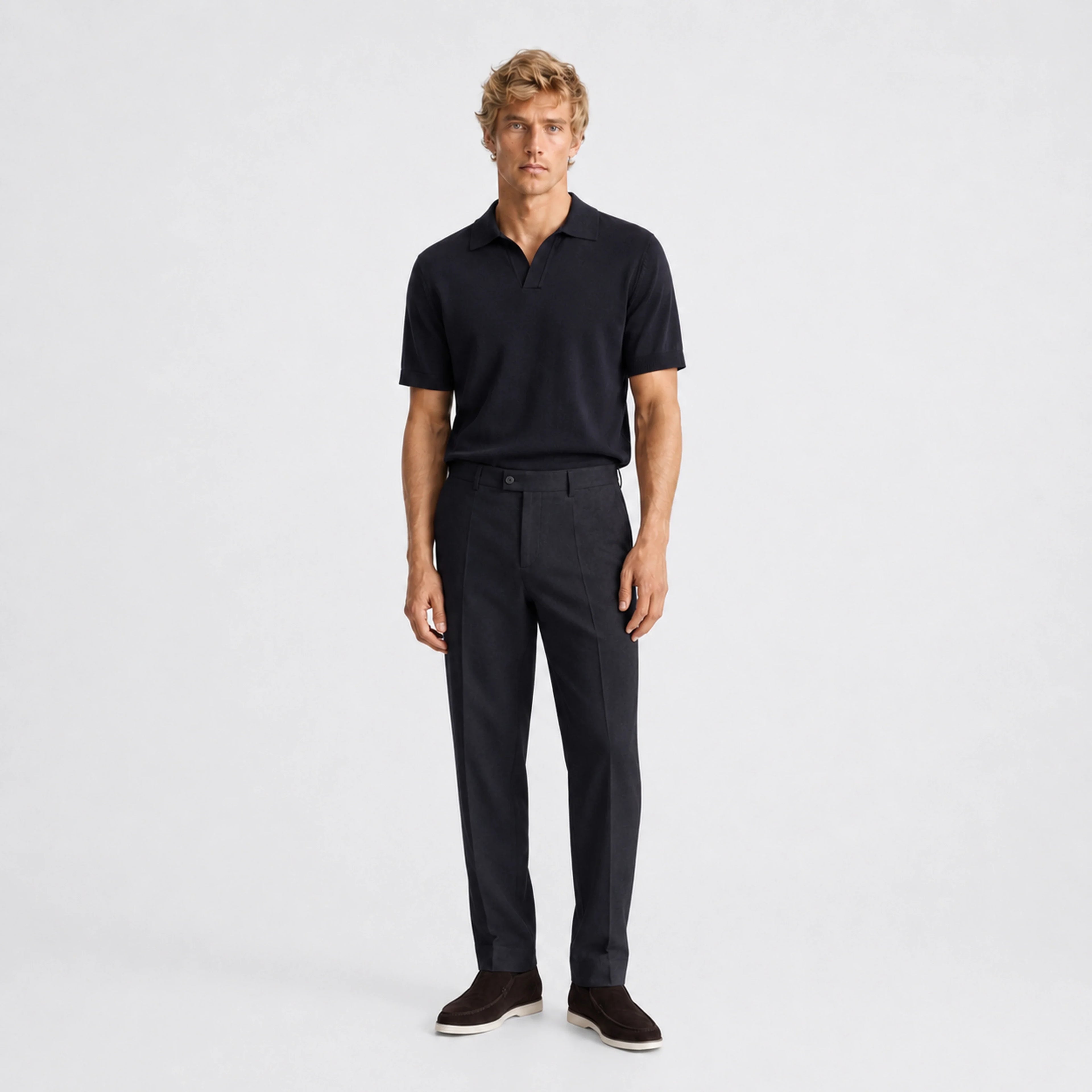 PORTOFINO LINEN TROUSERS BLACK