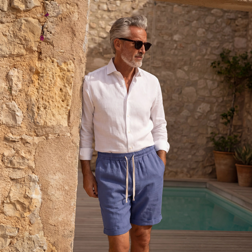 SHORT LIN BLEU